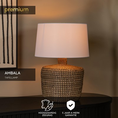 Lucide AMBALA - Tafellamp - Ø 35 cm - 1xE27 - Naturel | Premium